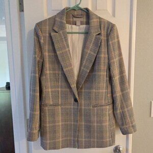H&M Checkered Blazer - Gray and Cream